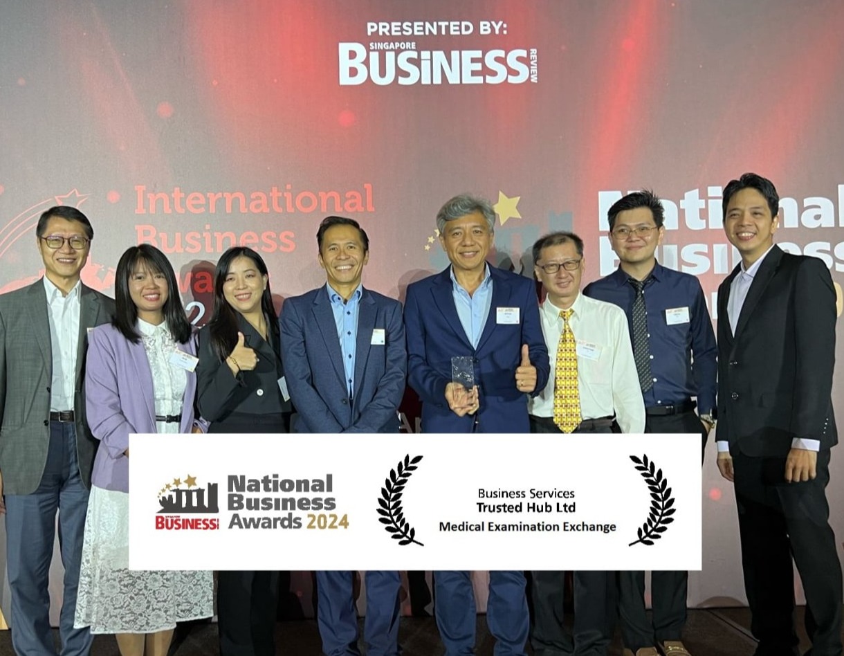 Trusted Hub team at the SBR National Business Awards 2024 for the Medical Examination Exchange